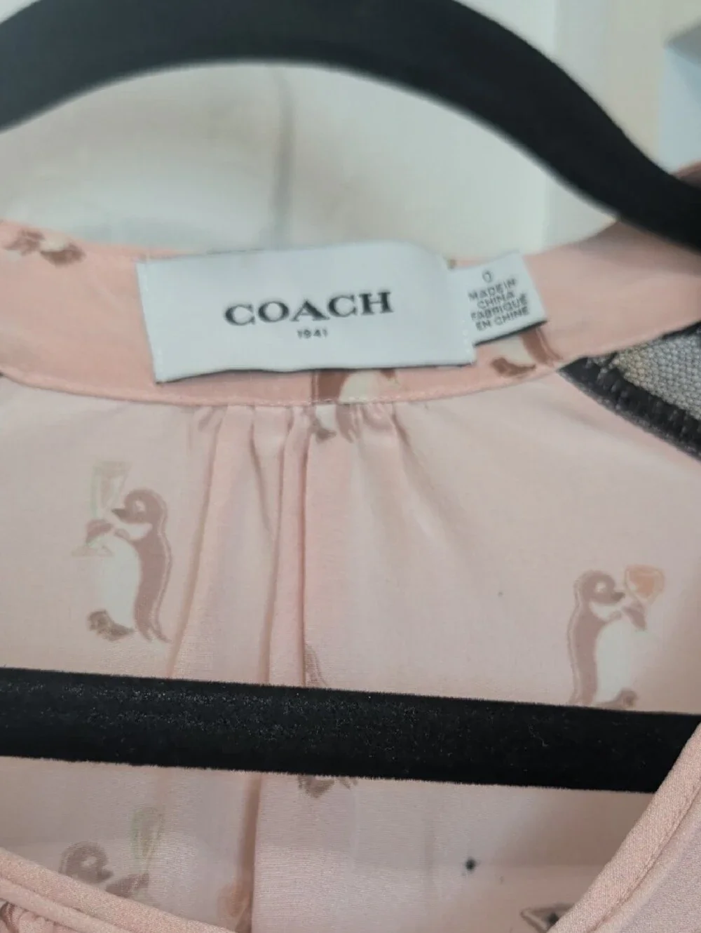 Coach Pale Pink Sleeveless Tie-Neck Printed Blouse